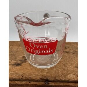 Vintage Anchor Hocking 2-Cup Glass Measuring Cup #498 Oven Originals D Handle